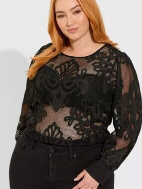 Torrid Mesh Long Sleeve Blouse NWOT 4X